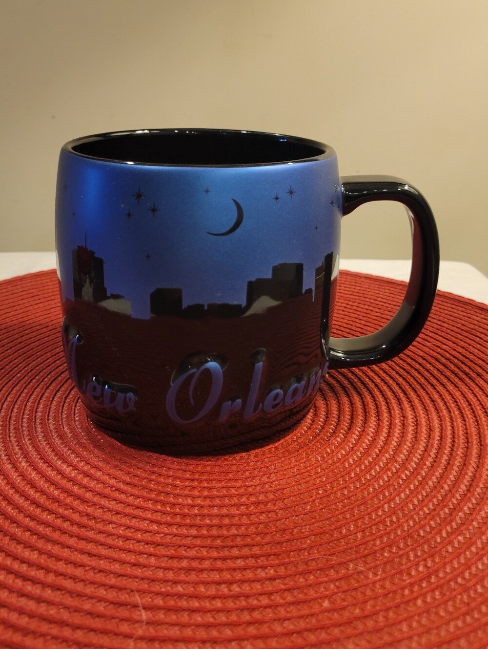☕️NWOT~ New Orleans Blue Night Skyline Ceramic Coffee Mug. 22 oz.